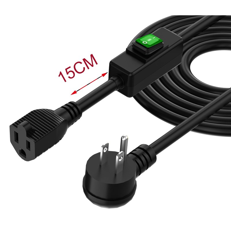 (6Feet) Right Angle Outdoor Waterproof Extension Switch Cord, in-Line On/Off