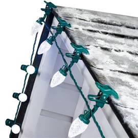 C9 LED Christmas Lights Outdoor, 99 Feet 150 LED C9 String Light with 150 Spring Clips, Waterproof Connectable Christmas Tree Lights for Outside Roofline Patio Home Xmas Decor, Pure White