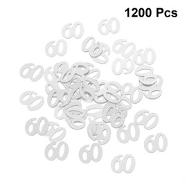 Abaodam Pack of 1200 Number 60 Confetti Party Supplies Table Confetti Decoration for Birthday Anniversary (Silver)