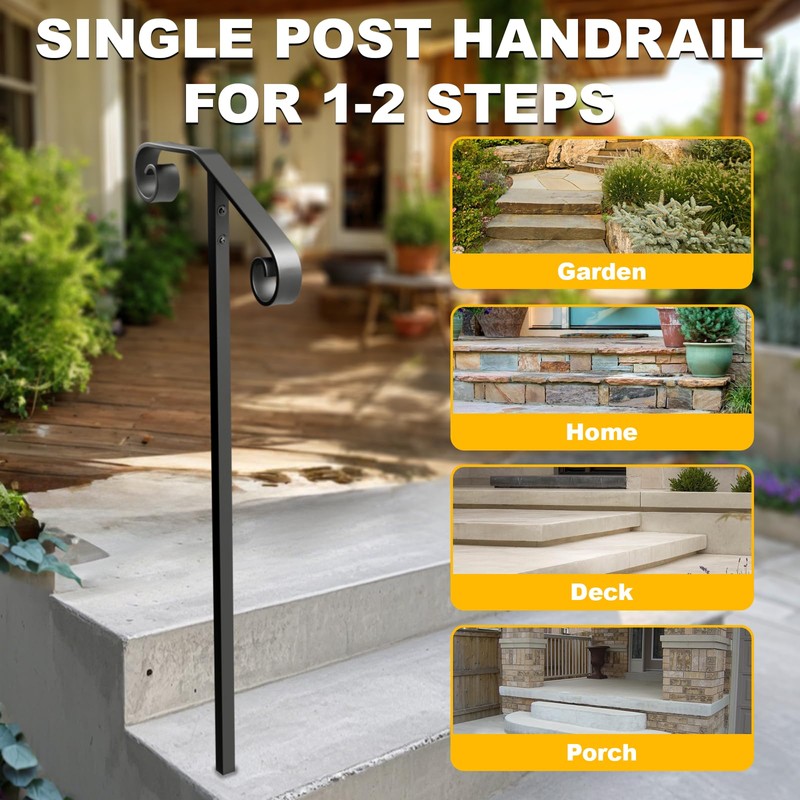 SPACEEUP handrails for Outdoor Steps Single Post Handrails for Outdoor