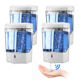 4 Pack Automatic Soap Dispenser Touchless,600 ml / 20 oz Commercial Hand Soap Dispenser,Wall Mount Hand sanitizer Dispenser for Bathroom Offices Home Kitchen Hotel,White