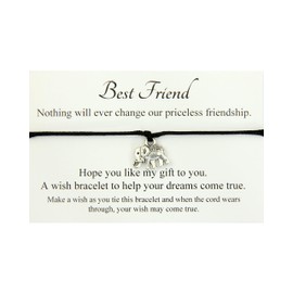 Lucor Best Friends Gifts | Friendship Gifts | Elephant Wish Bracelet | Graduation Gifts | Bestie Gifts | Gifts for Friends(Brown)