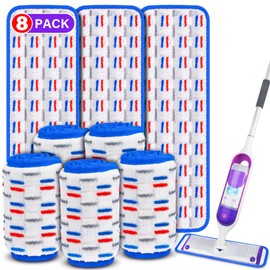8 Pack Reusable Mop Pads for Swiffer PowerMop, 15'' Power Mop Refills Microfiber Mop Pads Refills for Swiffer Power Mop Wood Floor Cleaning, Dry Wet Spray Mop Floor Mop Pads Refills