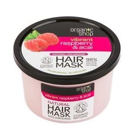 Natura Siberica Organic Shop Raspberry & Acai Volumising Hair Mask for Strength & Thickness, 250ml