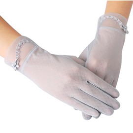 OTKARXUS Women's Sun Protection Gloves, 1 Pair Short Floral Lace Gloves, Non-Slip Driving Gloves, Summer Sun Protection, Touchscreen Gloves for Wedding, Evening, Party, Banquet, Outdoor, Cycling, gray