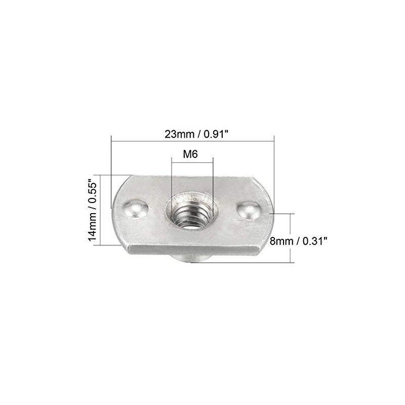 sourcing map 25pcs M6 Carbon Steel Plate Base T-shaped 2