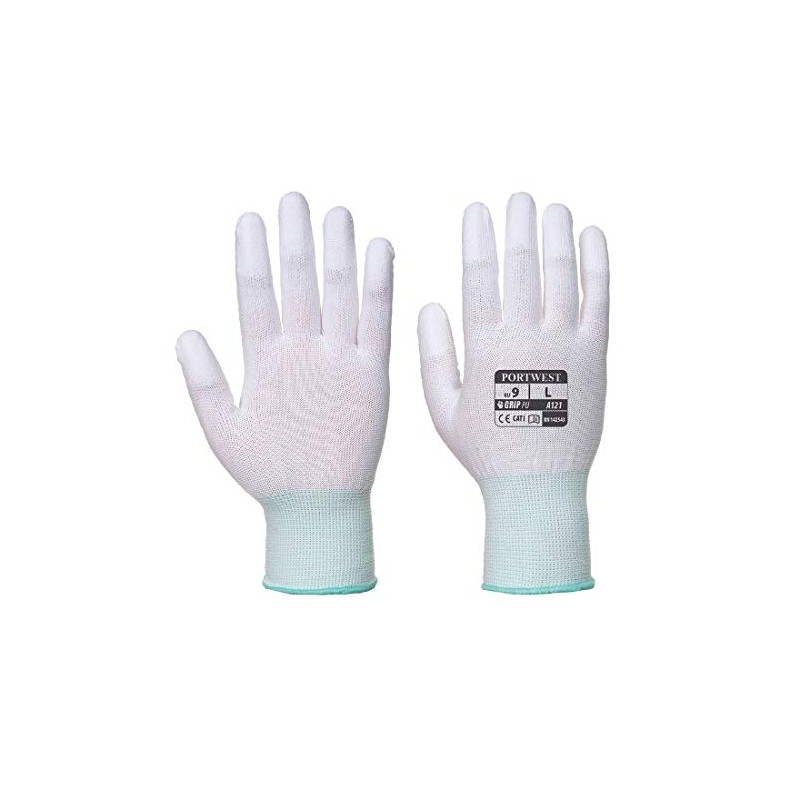 Portwest PU Fingertip Glove, Size: XS, Colour: White, A121WHRXS