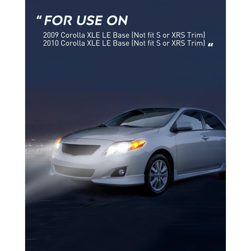 Nilight Headlight Assembly Compatible with 2009 2010 Toyota Corolla XLE/LE/Base