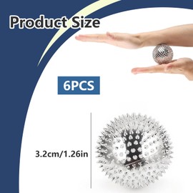 DmDoyy Magnetic Massage Balls, 1.25 Inch with Nubs, Spike Ball, Ultimate Muscle Relaxation, Self Massage, Pack of 6, Silver