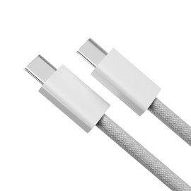 PEEL USB-C to USB-C Charging Cable (White), 480Mbps Speed, 60W Power Delivery, Tangle-Free Braided Cord, for Smartphones, Tablets, and Laptops, 3.3 Feet