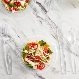 Plasticpro Disposable Clear Plastic Cutlery Disposable utensils Heavyweight 100 Count (Forks)