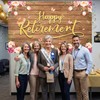 Rustic Floral Retirement Banner Party Decorations For Women 5.9x3.6ft