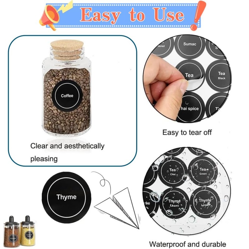 Spice Jar Labels, 432Pcs Kitchen Jar Stickers, Seasoning Labels for
