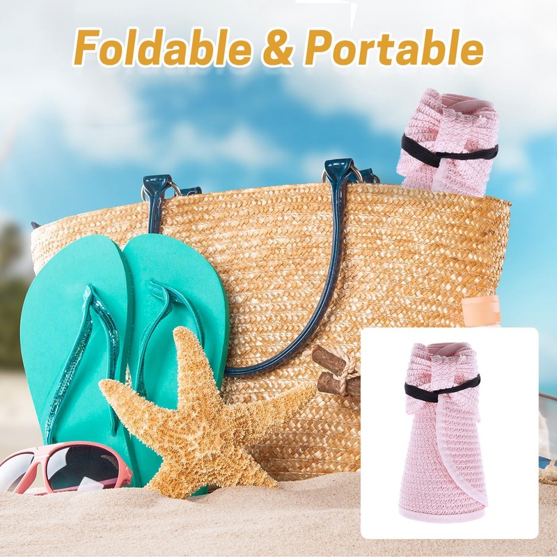 Girls Roll Up Straw Sun Visor, Wide Brim UV Protection