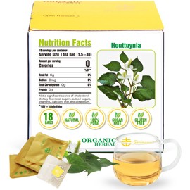 Soilmount Organic Houttuynia Cordata Tea | Dokudami | Yuxingcao | 100% Freshly Harvested Dried Leaves | 18 Tea Bags