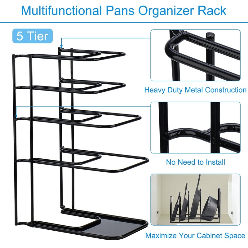 Toplife Heavy Duty Pan Organizer, 5 Tier Pot and Pan