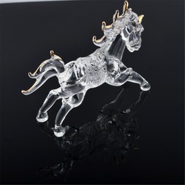 One Feng Shui Crystal Glass Success Horse Sculpture Zodiac Horse L1022