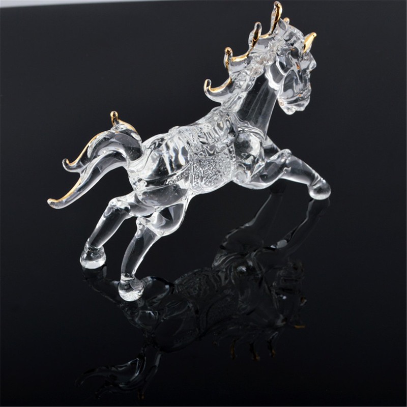 One Feng Shui Crystal Glass Success Horse Sculpture Zodiac Horse