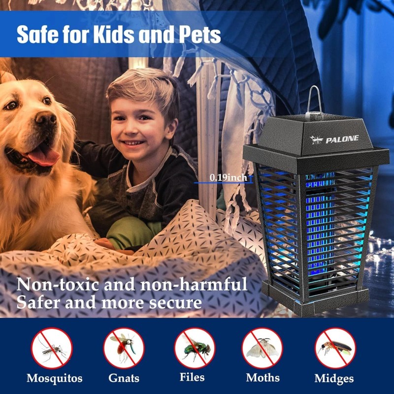 PALONE 4500V Solar Bug Zapper – Outdoor/Indoor Mosquito Killer with
