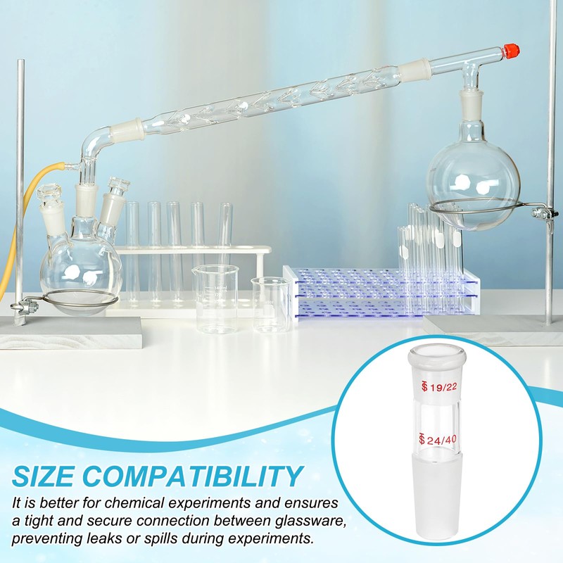 PATIKIL Glass Reducing Connecting Adapter, 2 Pcs from 19/22 Outer