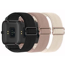 Folavii 3 Pack Stretchy Nylon Band Compatible with Wyze Watch 47mm 44mm, 22mm Soft Elastic Strap Adjustable Sports Replacement Wristbands for Wyze Watch 44 47mm for Women Men