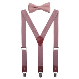 CEAJOO Baby Boys' Suspenders and Bow Tie Set Adjustable Y Back 24" Blush Pink
