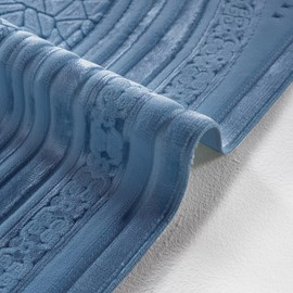 Modefa Luxury Velvet Prayer Rug with Prayer Beads | Soft Elegant Muslim Turkish Janamaz Sajada Carpet for Men and Women | Plain Solid Prayer Mat Ramadan Eid Gift - Najma (Najma Steel Blue)