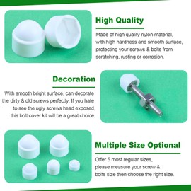 Jeboler Pack of 10 Hexagonal Protective Caps M5, Screw Cover Caps Screw Caps for Nuts and Screws, Plastic Caps Screw Cover Screw Head Cover Caps Screws Caps – White