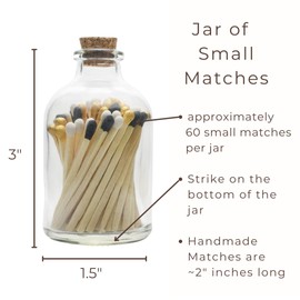 River Birch Decorative Matches in a Bottle with Striker - Cute & Colored Matches - 1 Bottle, New Years Eve Blend Tip, 60 Matches