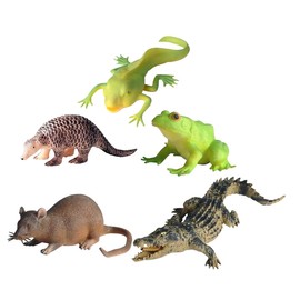 KICHOUSE 5pcs Cute Animal Squeeze TPR Stress Relief Sensory Soft Animal Figures for Birthday Party Favors Fun Playtime Activities