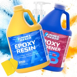 JHKL RESIN 2 Gallon Crystal Clear Epoxy Resin Kit, No Bubble & Not Yellowing Epoxy Gallon for Casting & Coating, Table Top, Bar Top, DIY Jewelry Making, Art Crafts, Wood & Resin to Easy Mix 1:1