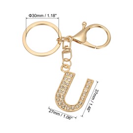 PATIKIL Initial Letter Key Chain, Letter A-Z Keychain Initials Keyring Cute Metal Crystal Alphabet Keyring for Keys Charm Handbag Purse Backpack, Golden (U)