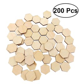 Healifty Pack of 200 Wooden Discs Craft Painting DIY Hexagonal 15 mm Natural Beech Wood Blank Unfinished Discs Craft Scrapbooking Material Wedding Party Decoration Embellishments