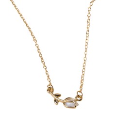 18K Gold Plated Tulip Pendant Necklace with Pearl | Elegant Flower Design | White Pearl Pendant