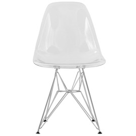 LeisureMod Carey Modern Eiffel Base Molded Dining Side Chair (Clear)
