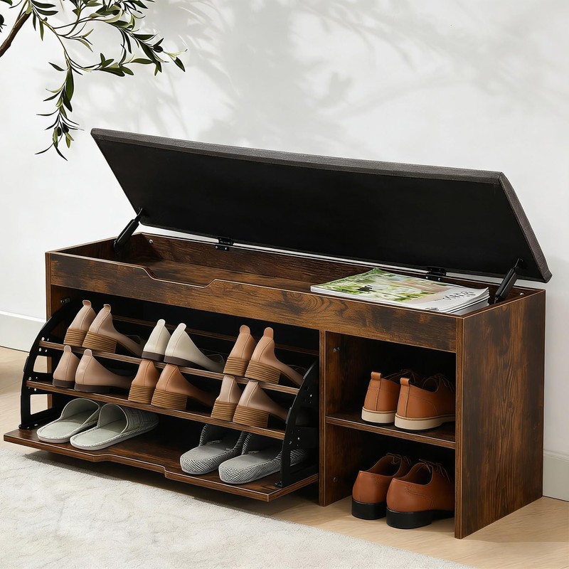 Stabrech Shoe Storage Bench with Flip Drawer, Shoe Rack with