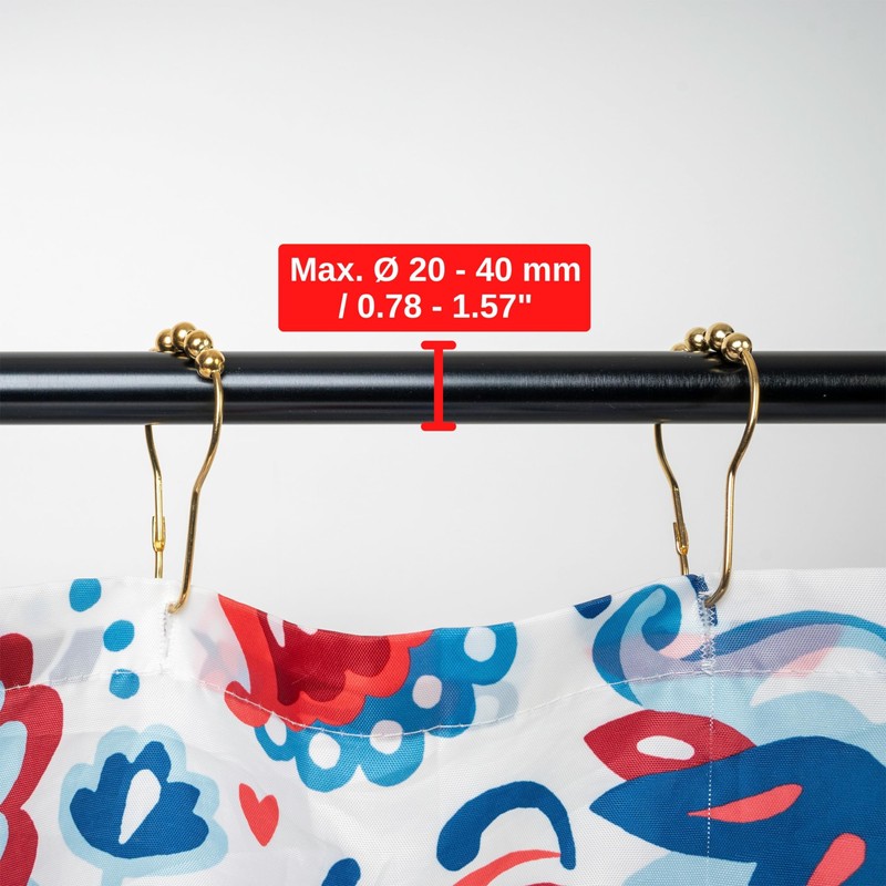 Shower Curtain Rings, 24 Pack, in Gold-Colour, Inner Diameter 2.7