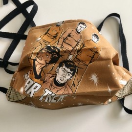 Handmade 2-layer cotton cloth face covering with ties - Star Trek 6 designs - Gold ship and crew