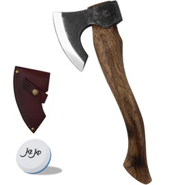 The Berserker - Camping Hatchet - Bushcraft Axe for Wood Chopping Carving- 15.7" Hand Axe with Leather Sheath