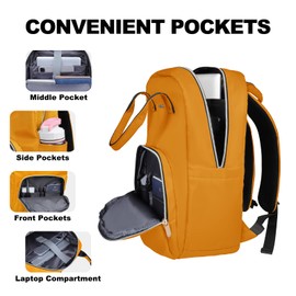 Laptop Backpack Women, Casual Daypack Women, Lightweight Backpack Women, Rucksack Bag 15.6 Inch, Stylish Women Work Backpack for Travel Business College, Gifts for Women Ladies Teacher Nurse, Yellow