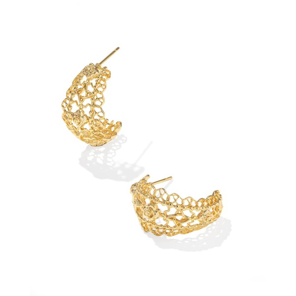 Kendra Scott Womens Krista Lace Huggie Earrings Gold One Size