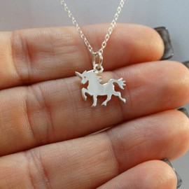 Sterling Silver Tiny Unicorn Charm Pendant Necklace, 18 Inch, Fairy Tale Fantasy