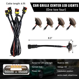 Ohleats - 4 luces de rejilla delantera para coche, luz LED brillante con arnés de cableado, lámpara decorativa impermeable compatible con F150 F250 F350, accesorios exteriores para coche (negro y