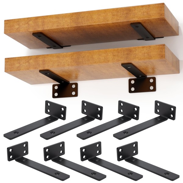 JEAWIWI 6 Inch Floating Shelf Bracket, 8 Pack Heavy Duty