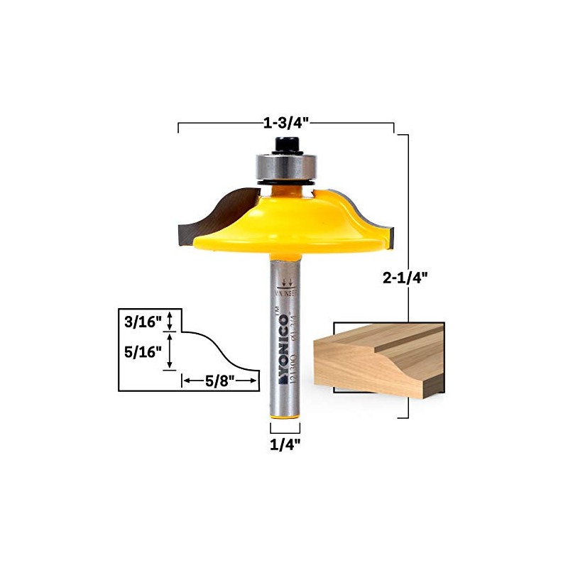 YONICO Raised Panel Cabinet Door Router Bits 1-3/4-Inch Diameter 1/4-Inch
