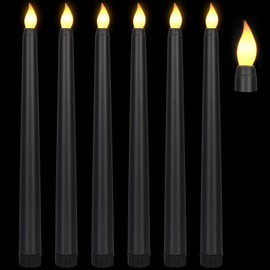 KOABY 6 Pack Black Flameless Plastic Taper Candles, Without Remote or Timer, Flickering Light, for Decor