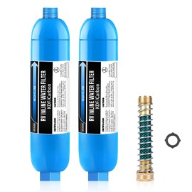 Lifefilter RV Inline Water Filter, NSF Certified, Reduces Chlorine, Bad Taste&Odor, Dedicated for RVs and Marines,2 Pack Drinking Filter with 1 Flexible Hose Protector