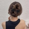 RYMAUP 3 Pieces Bowknot Hair Clips Leather Bow Twist Clip