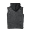 Ginsiom Men's Denim Vest,Sleeveless Jean Hooded Jacket Ripped Stretchy Sleeve