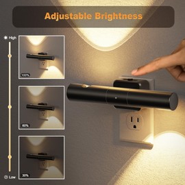 JandCase LED Night Light, Modern Night Lights Plug into Wall, Soft White 3000K,0-100LM Adjustable Brightness with Dusk-to-Dawn Sensor, Dimmable Night Lights for Bathroom, Hallway, Bedroom,Stairway
